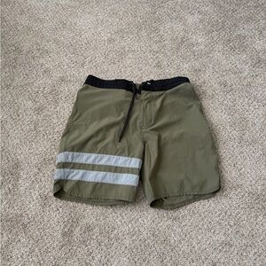 Hurley Olive Green Board Shorts with Reflective Stripes